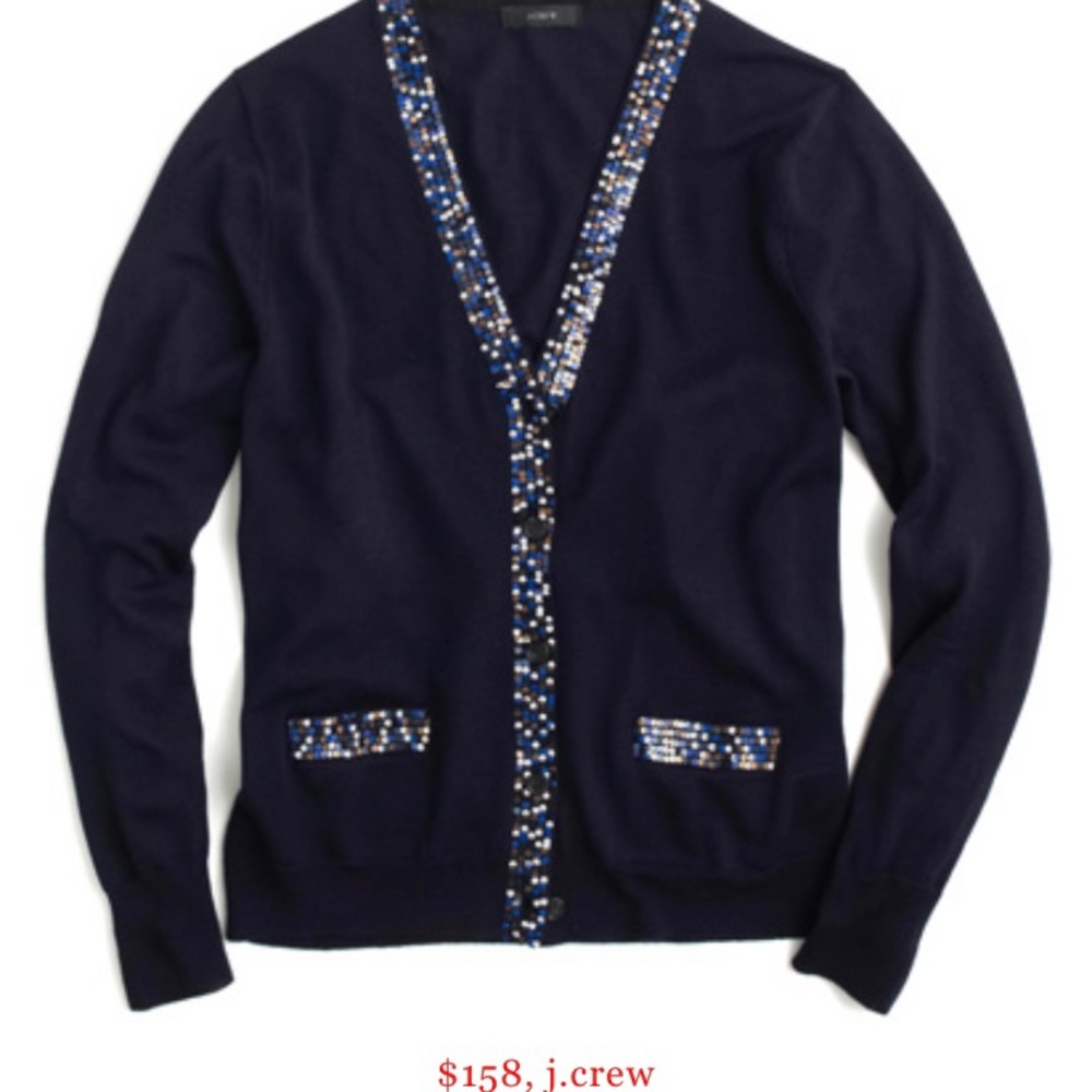 NWT J.Crew Sequin Trim Wool Cardigan